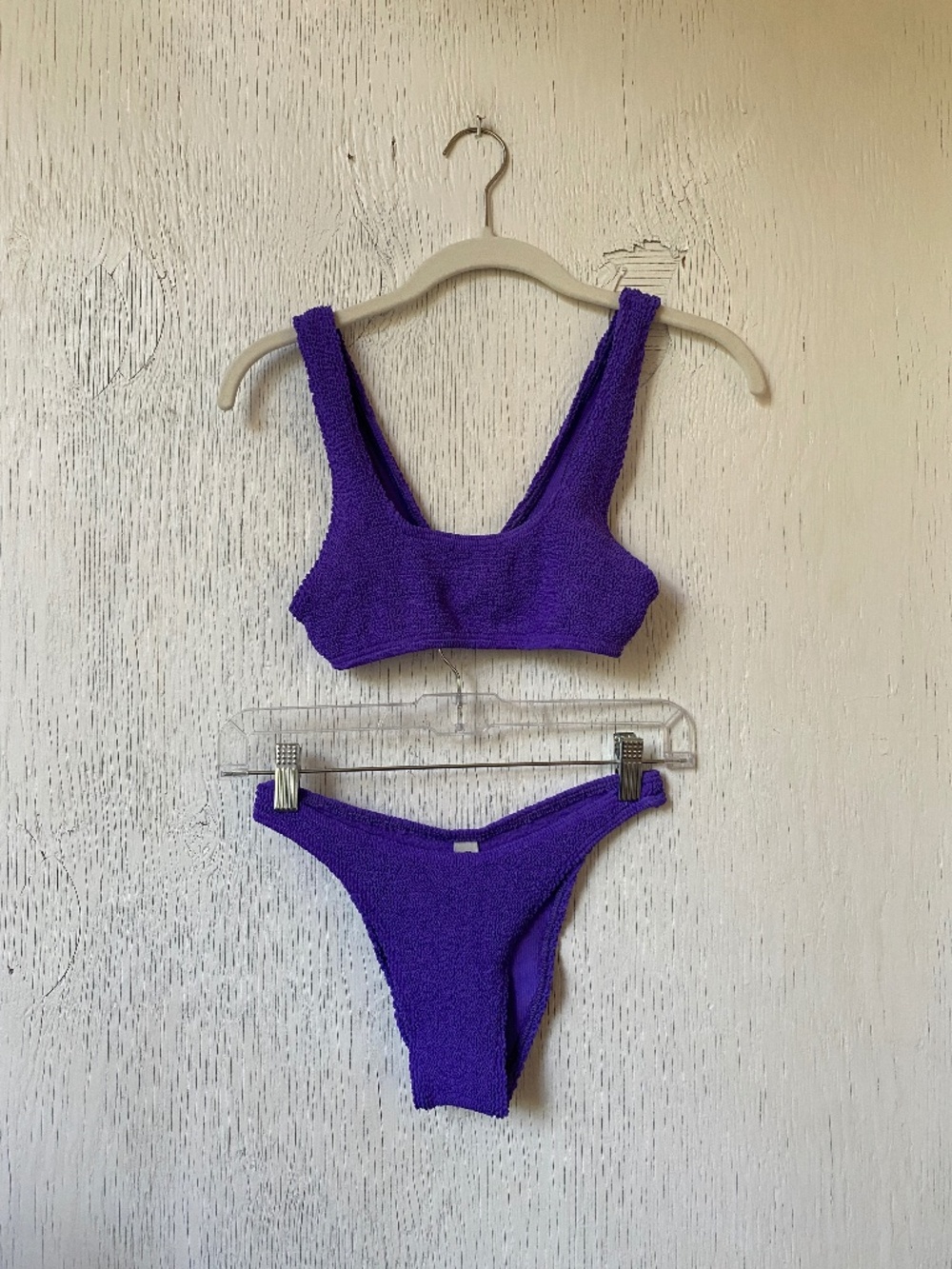 bond-eye purple crinkle bikini set